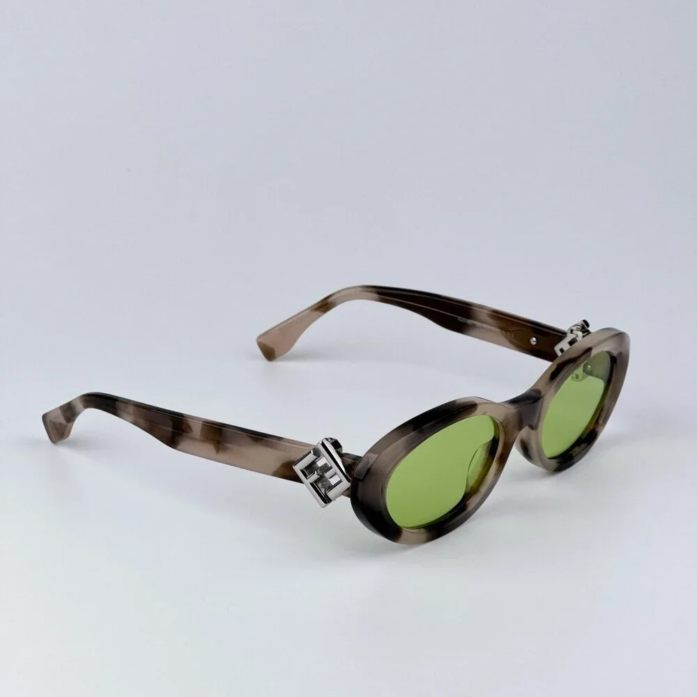 Fendi FF DIAMONDS FE40140U 01A Men NEW AUTHENTIC Sunglasses Oval Havana Green